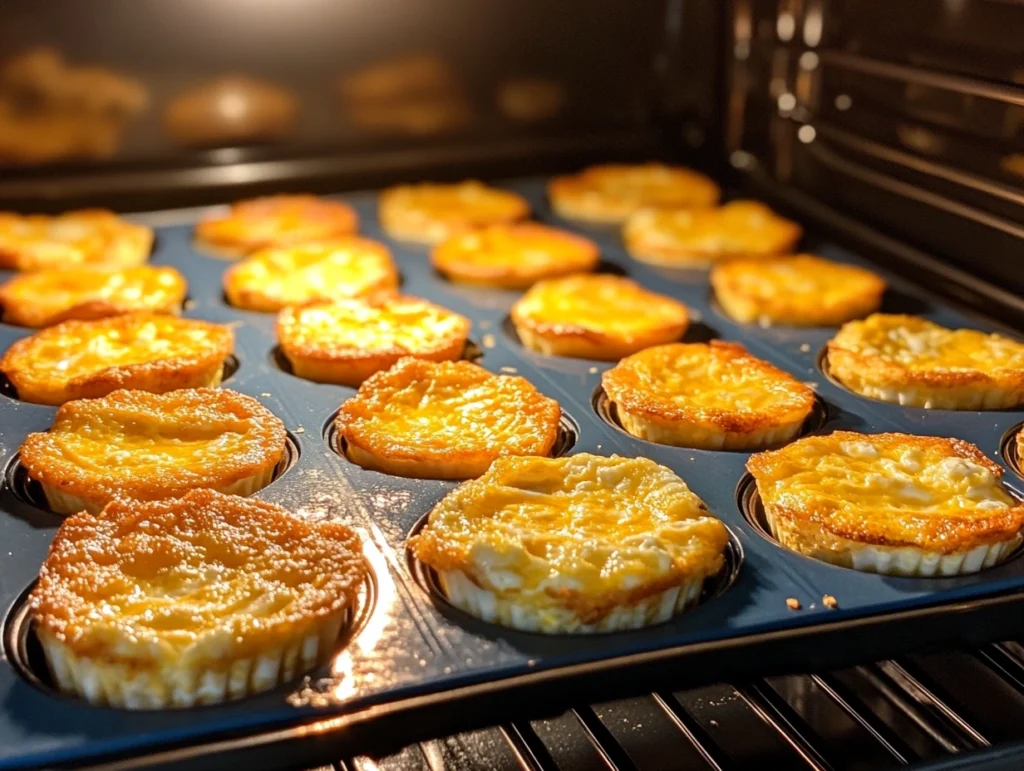 cottage cheese egg bites baking in silicone molds
