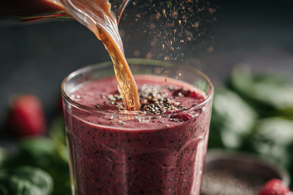ACV fat burner smoothie recipe with berries and chia