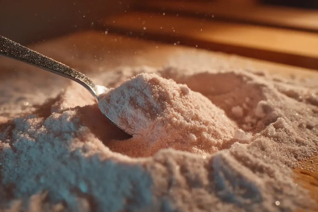 a spoon in a pile of powder