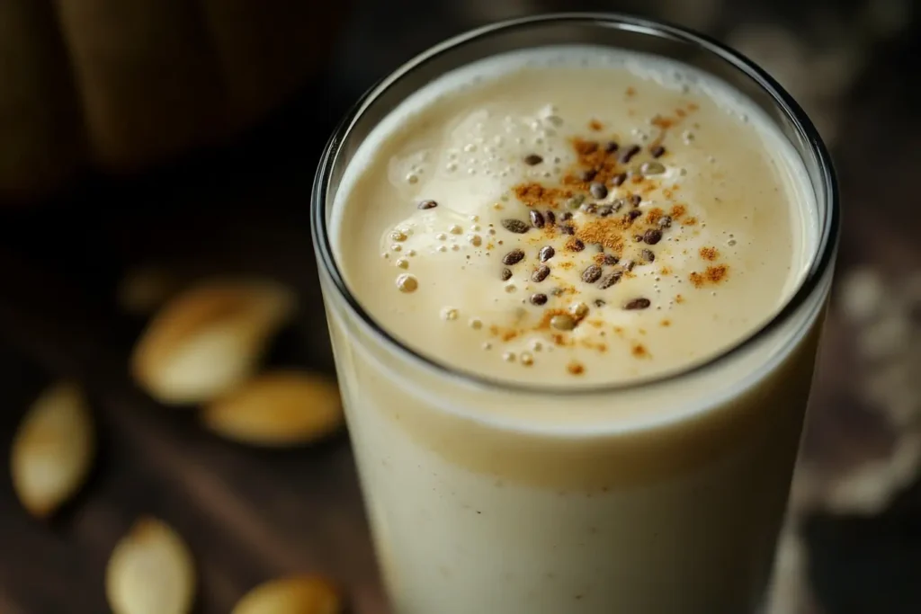 Homemade pumpkin seed milk recipe with raw seeds