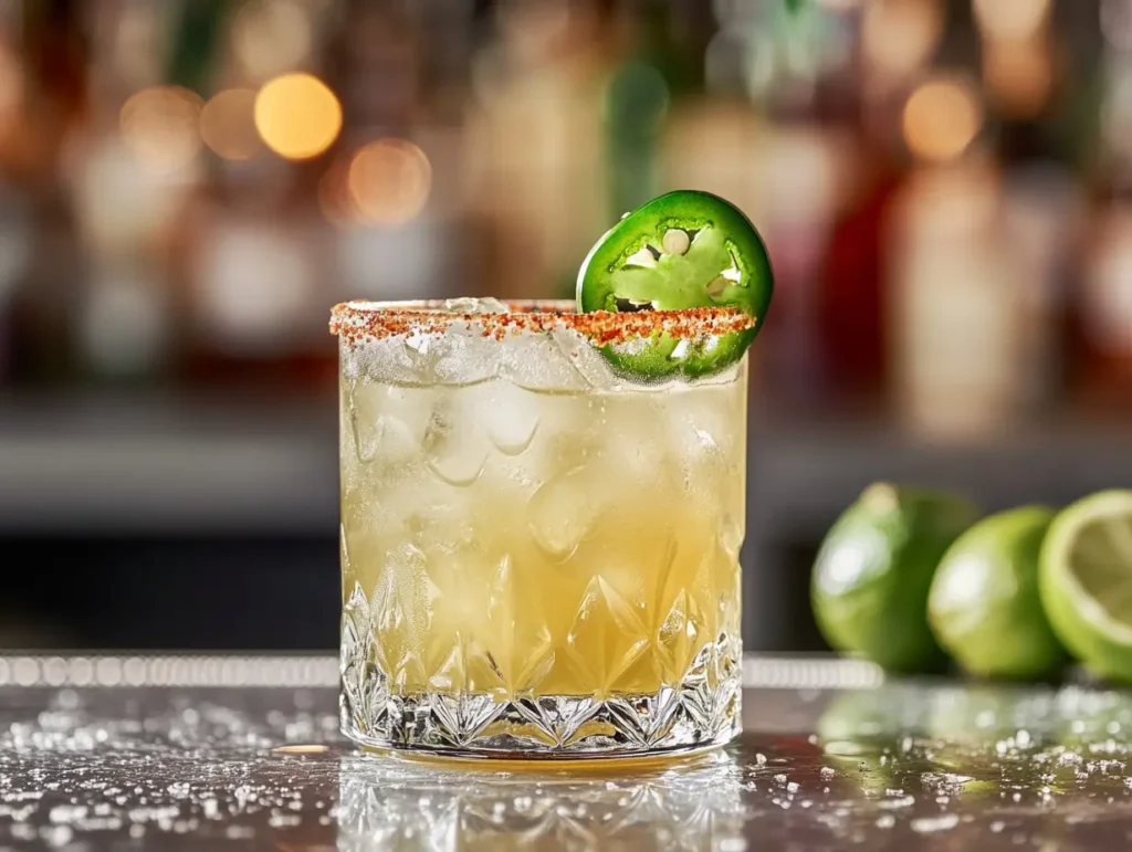 Jalapeno simple syrup in a spicy cocktail