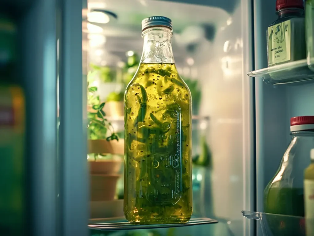 Stored jalapeno simple syrup in fridge