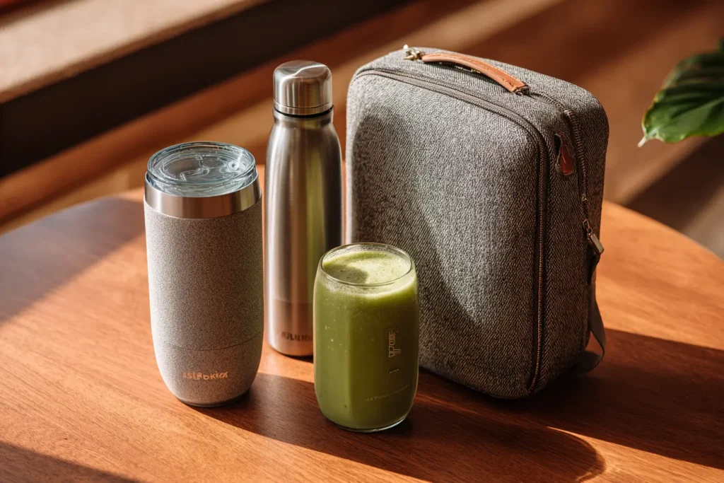 Tropical Smoothie Cafe Avocolada travel smoothie setup