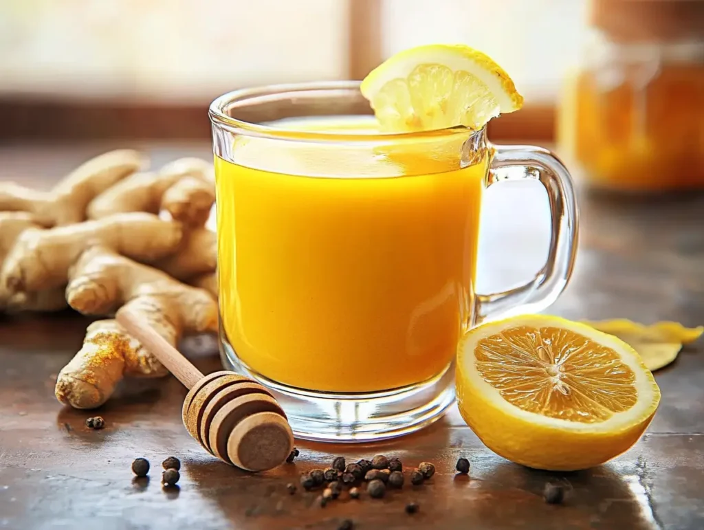 Turmeric trick for weight loss recipe warm drink close up