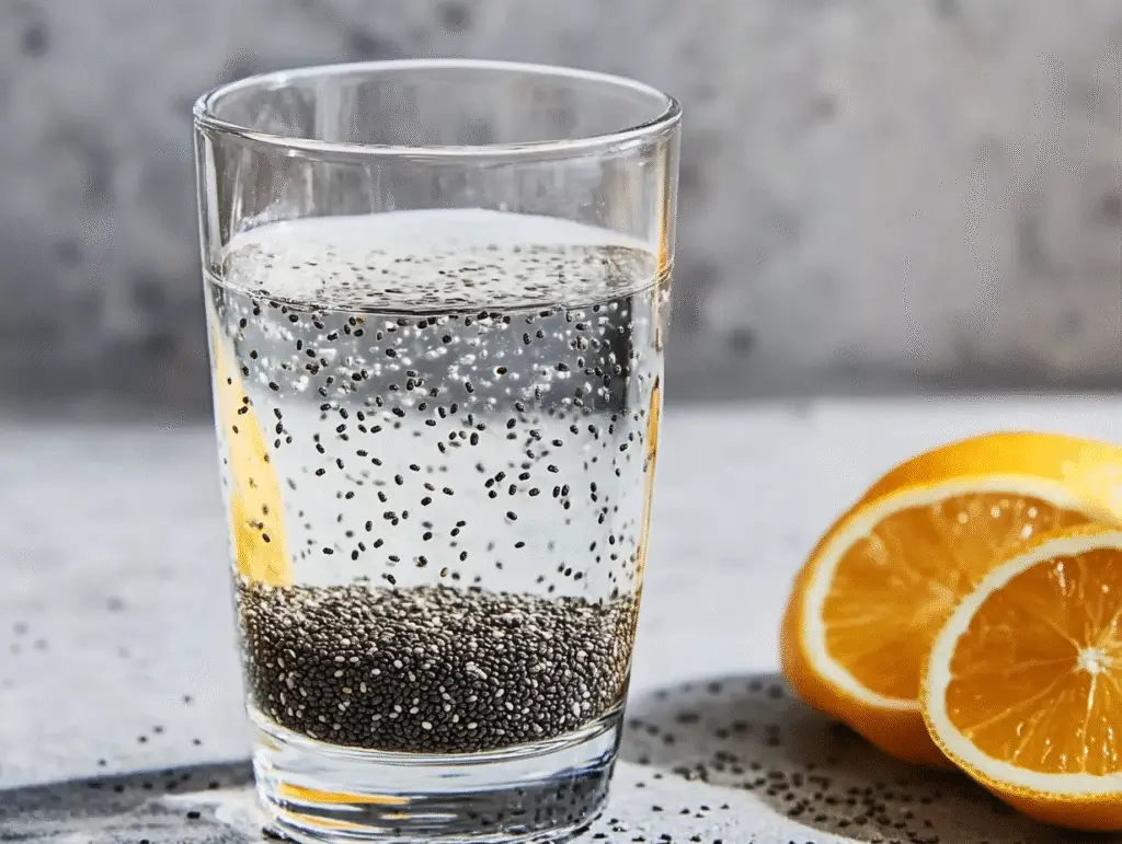 chia seed water recipe with lemon and mint