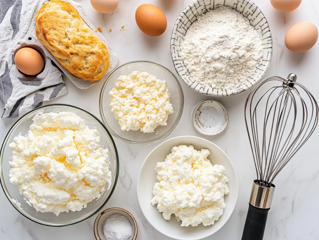 ingredients for fluffy cottage cheese cloud bread