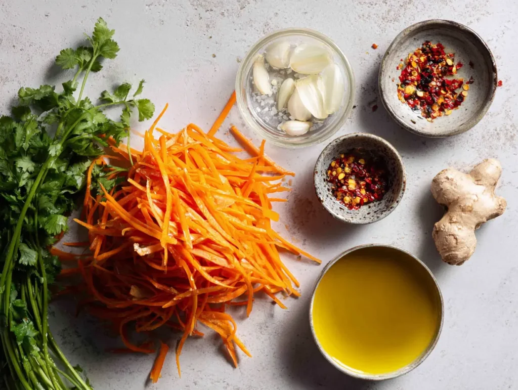 Ingredients for Korean carrot salad recipe