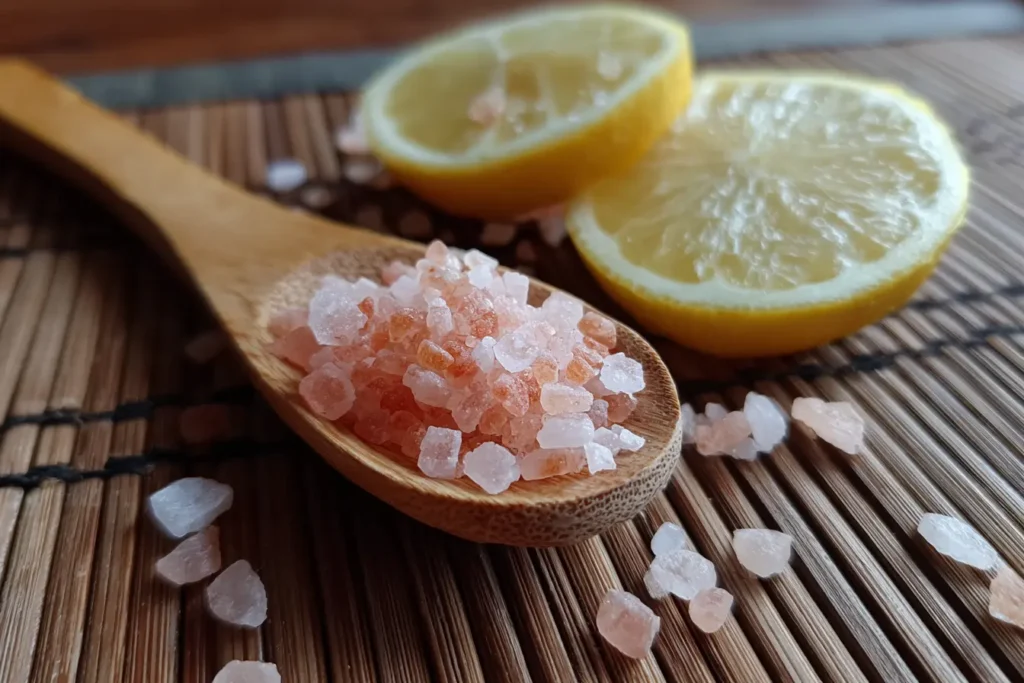 Pink Himalayan salt and lemon for Japanese pink salt recipe