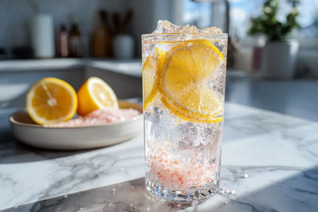 ice water hack for weight loss recipe drink with lemon and pink salt