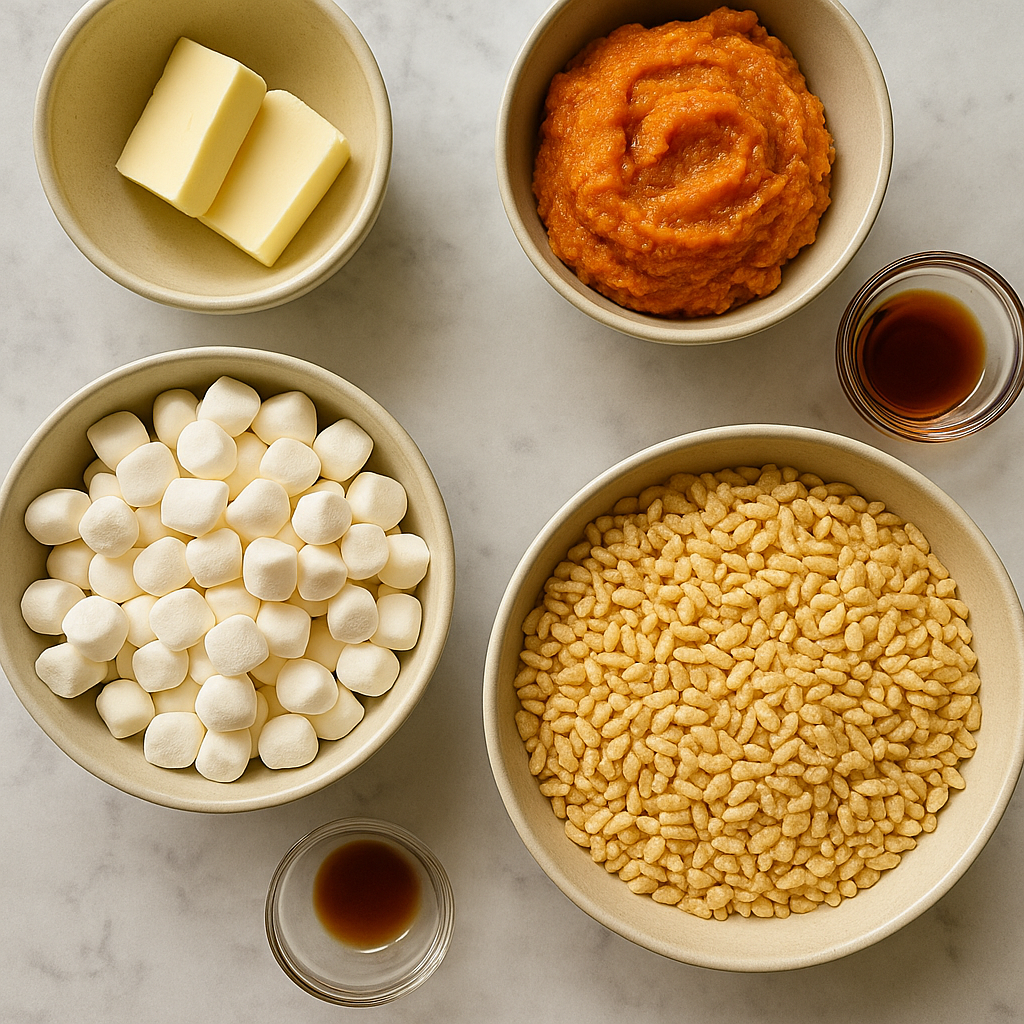 ingredients for pumpkin rice krispie treats
