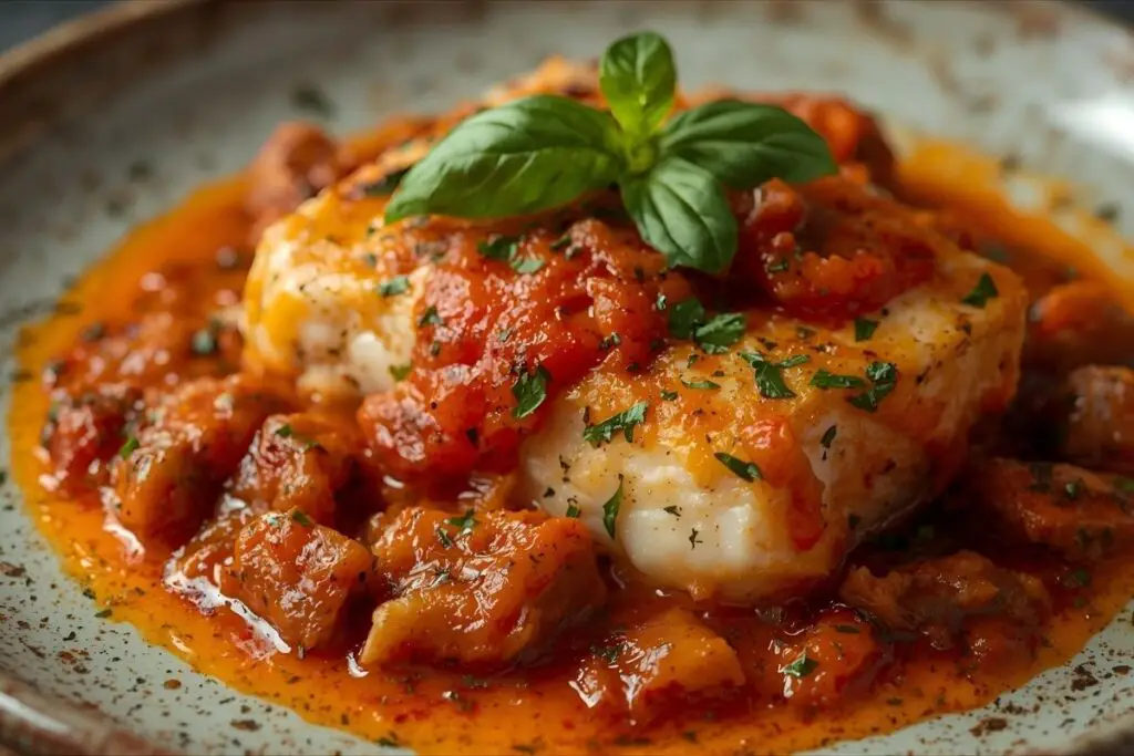 Baked Cod Puttanesca