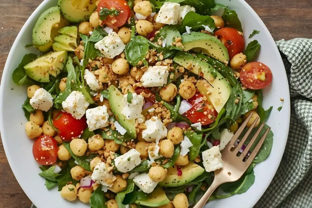 Chickpea Feta Avocado Salad