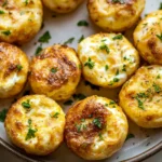fluffy cottage cheese egg bites on rustic plate