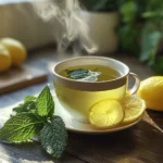 steaming cup of lemon balm tea for weight loss