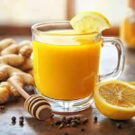 Turmeric trick for weight loss recipe warm drink close up