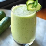 cucumber smoothie recipe for weight loss in tall glass with fresh ingredients
