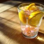 Japanese pink salt recipe detox drink in a glass with lemon
