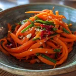 Korean carrot salad recipe with spicy julienned carrots