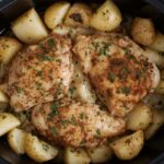 garlic parmesan crockpot chicken and potatoes